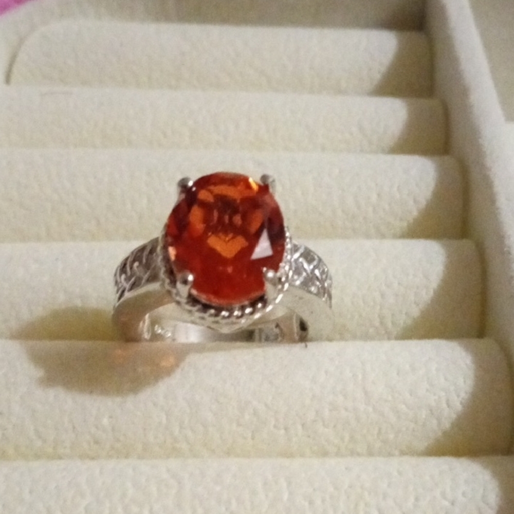 Simulated Orange Diamond Ring Size 5.75
